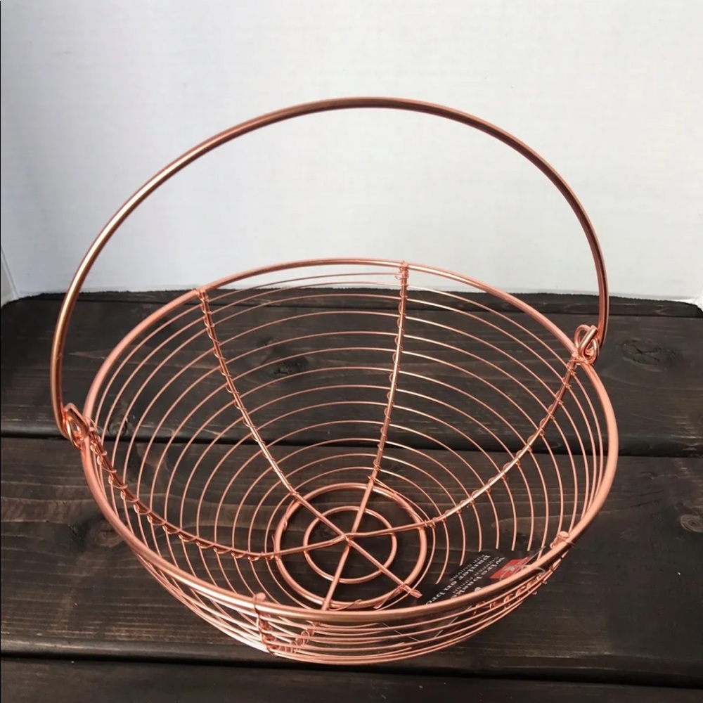 New Wire Basket Cooper Finish Fruit Storage Braided 8.8  Inches Diameter Round